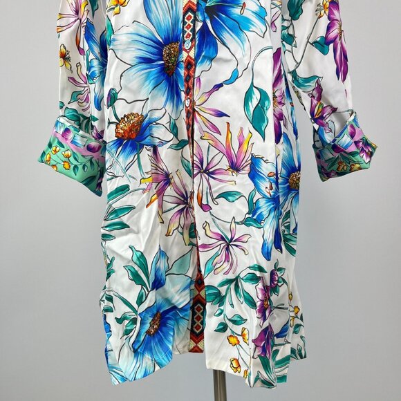 NWOT Johnny Was Floral Long Sleeves Embroidered Button-Down Shirt Dress Size S - Picture 4 of 16